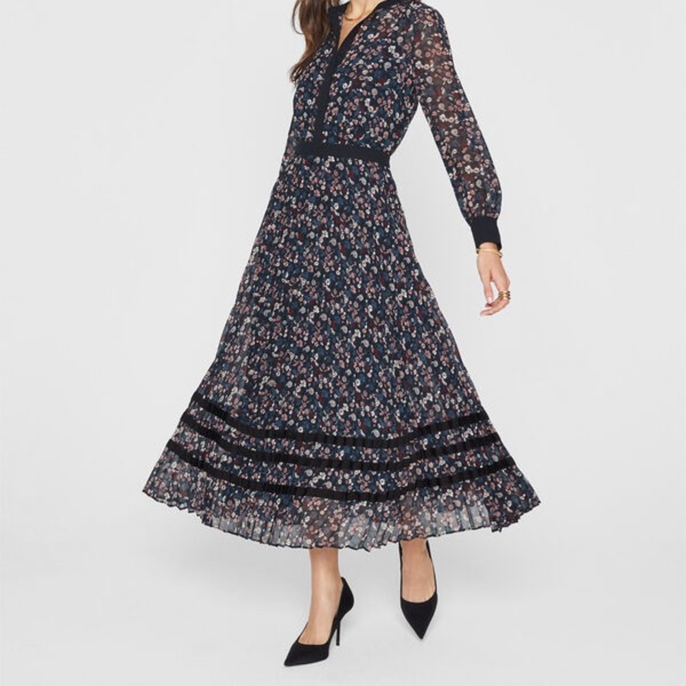 Pleated shirt dress in multi floral - Club Monaco